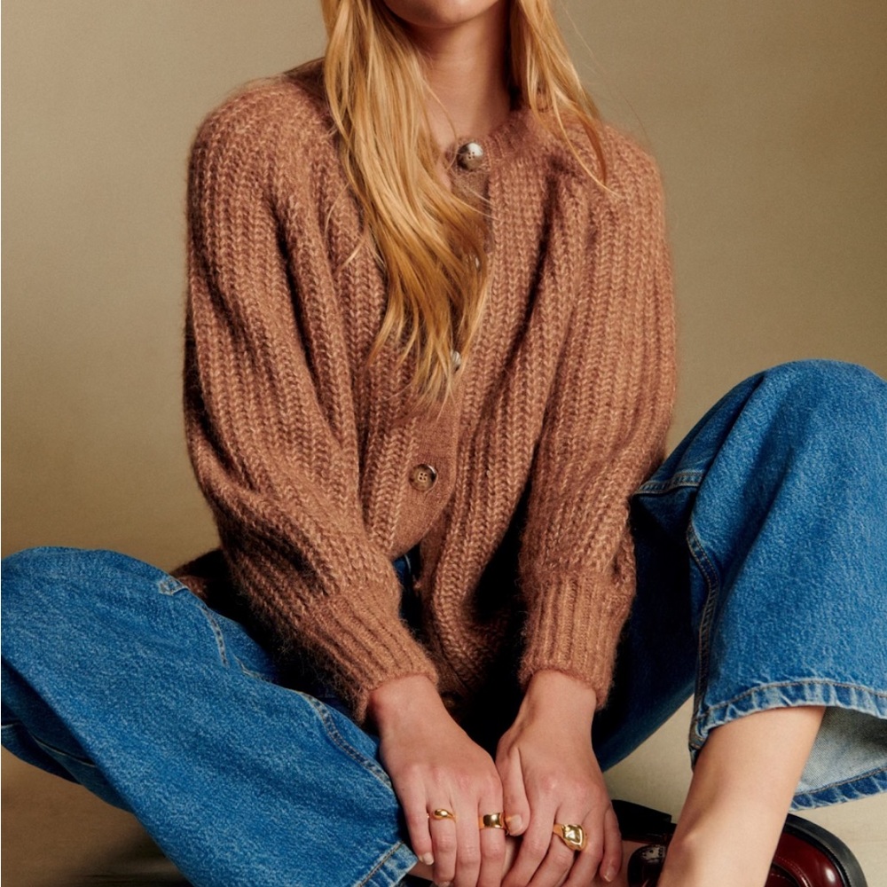 Sezane Brown Knit Cardigan